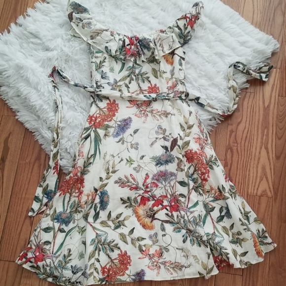 Zara Floral Button Down Off The Shoulder Dress - Picture 6 of 8